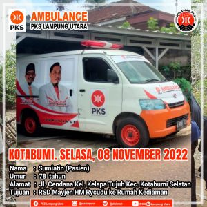 Mobil Ambulan PKS Siap Layani Masyarakat Lampung Utara